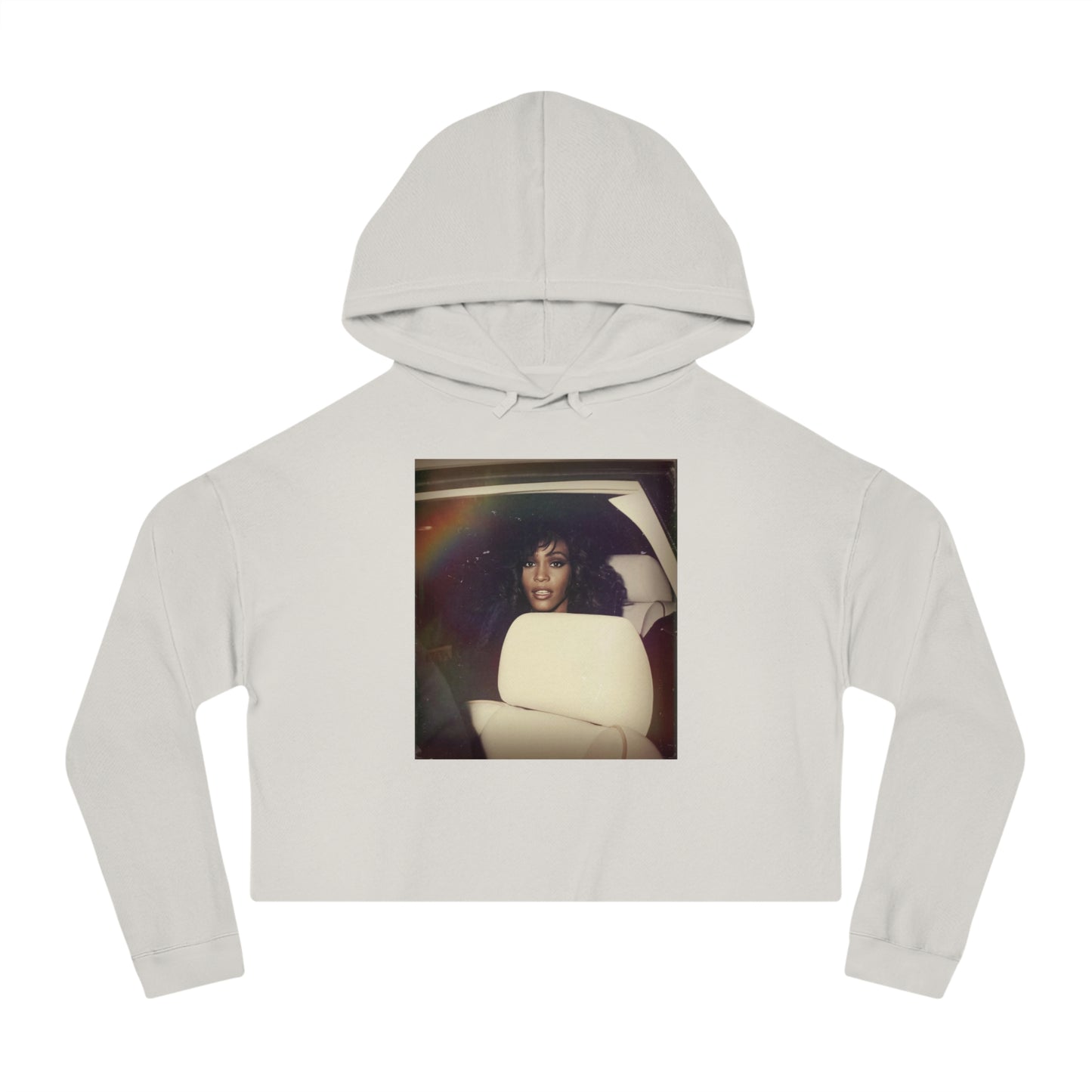 Whitney's Face Card Never Declined Cropped Hoodie w/Rainbow