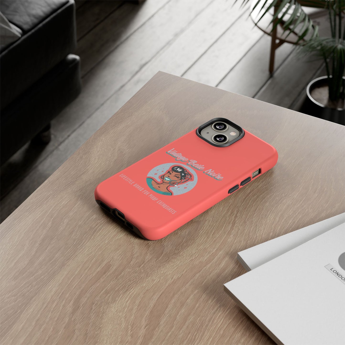 Vintage Belle Noire Logo Phone Case in Coral