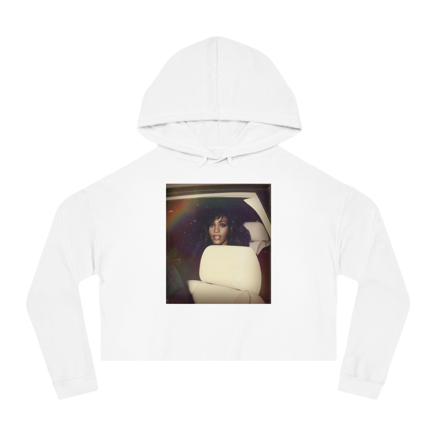 Whitney's Face Card Never Declined Cropped Hoodie w/Rainbow