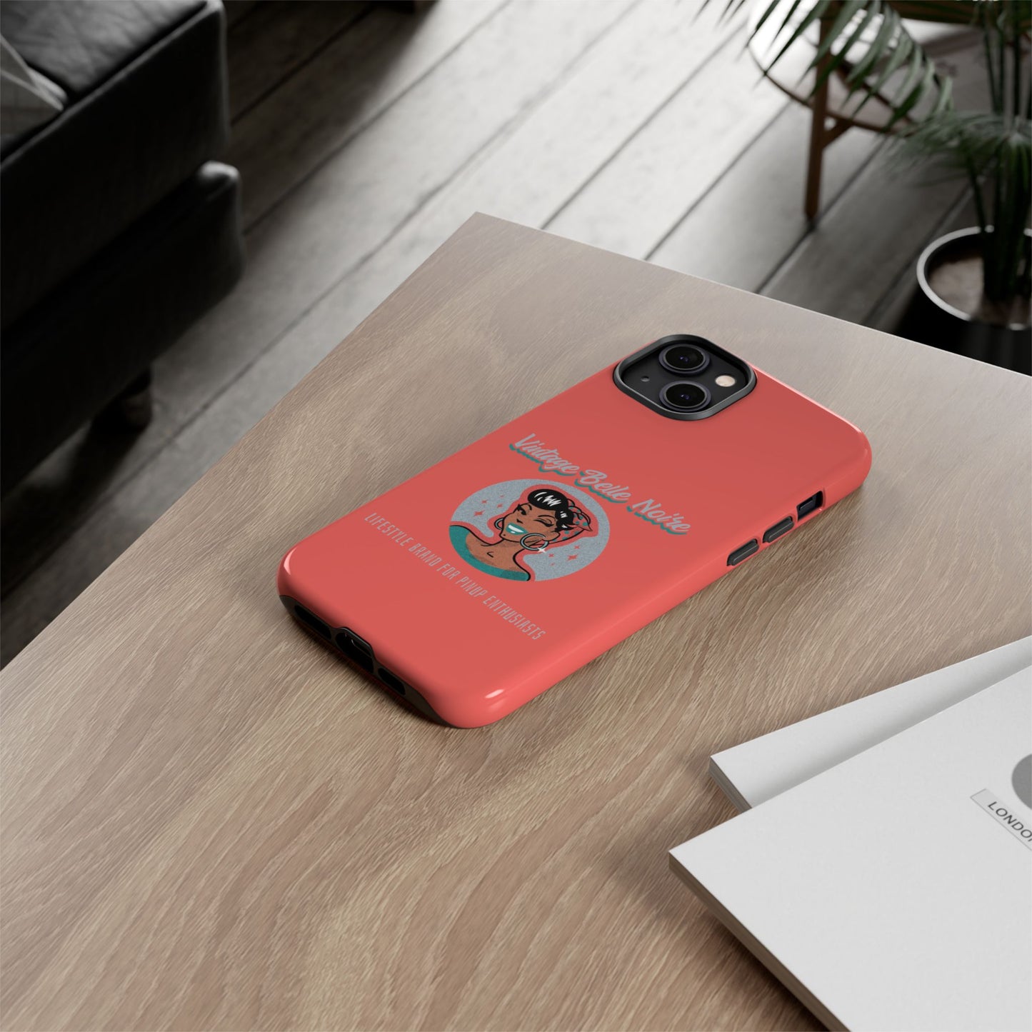 Vintage Belle Noire Logo Phone Case in Coral