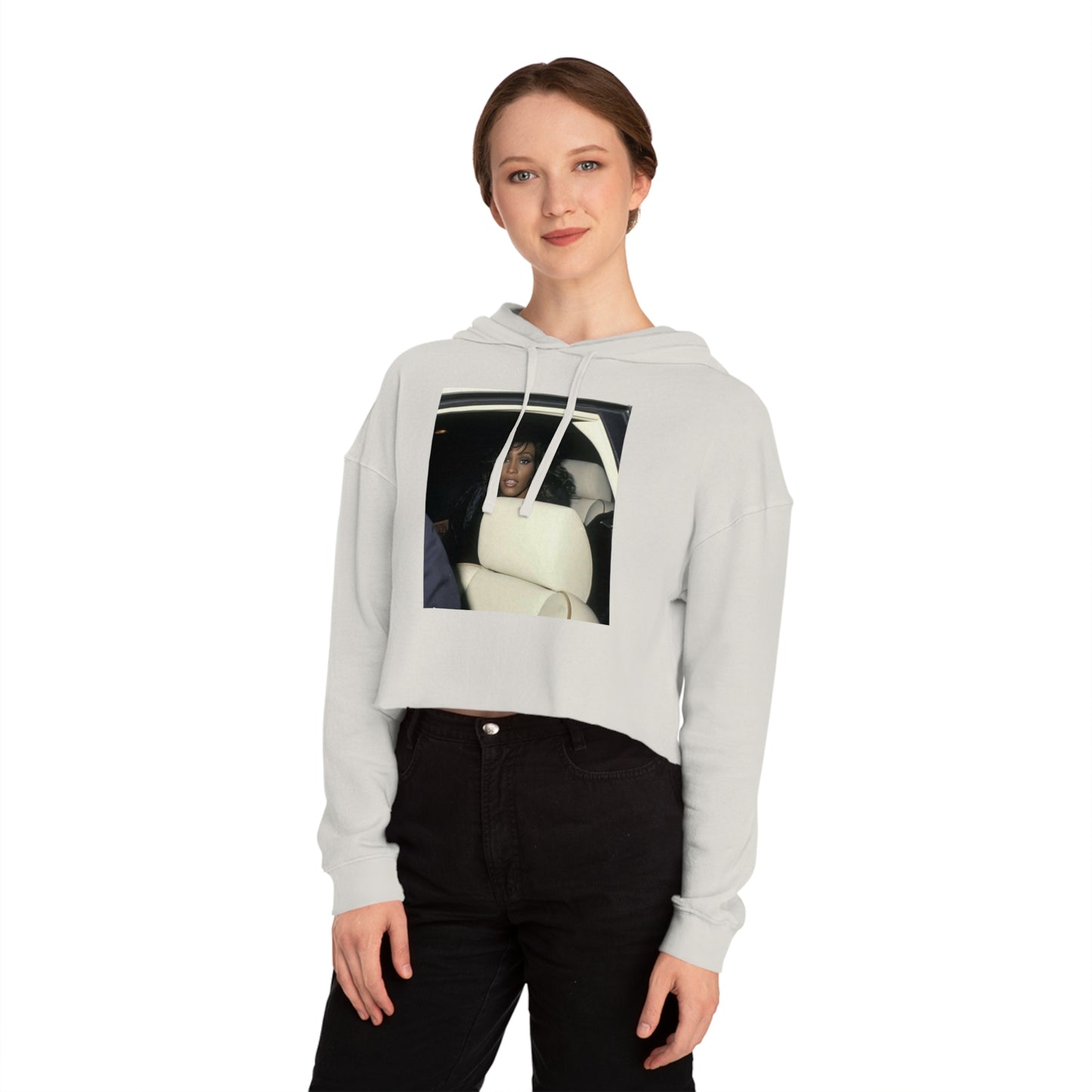 Whitney's Face Card Never Declined Cropped Hoodie