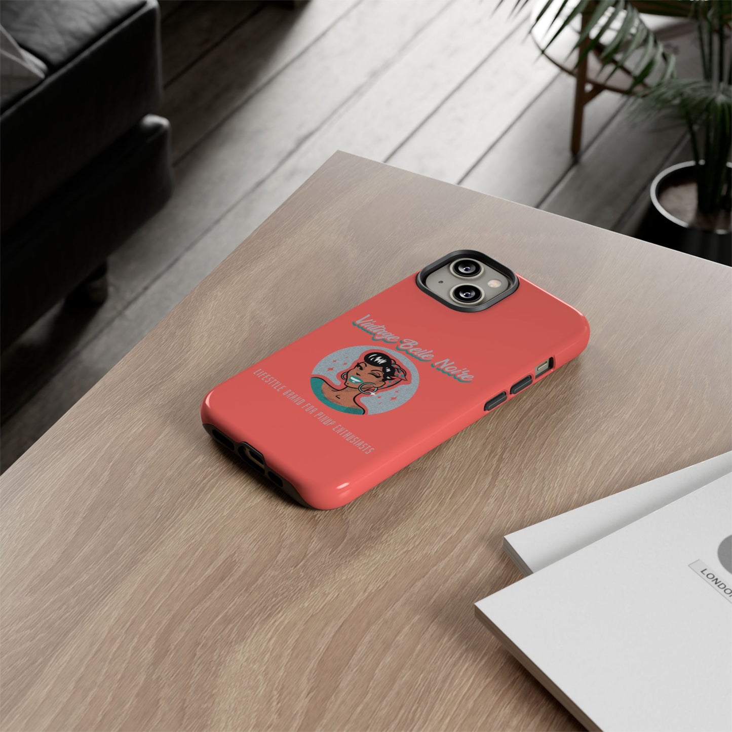 Vintage Belle Noire Logo Phone Case in Coral