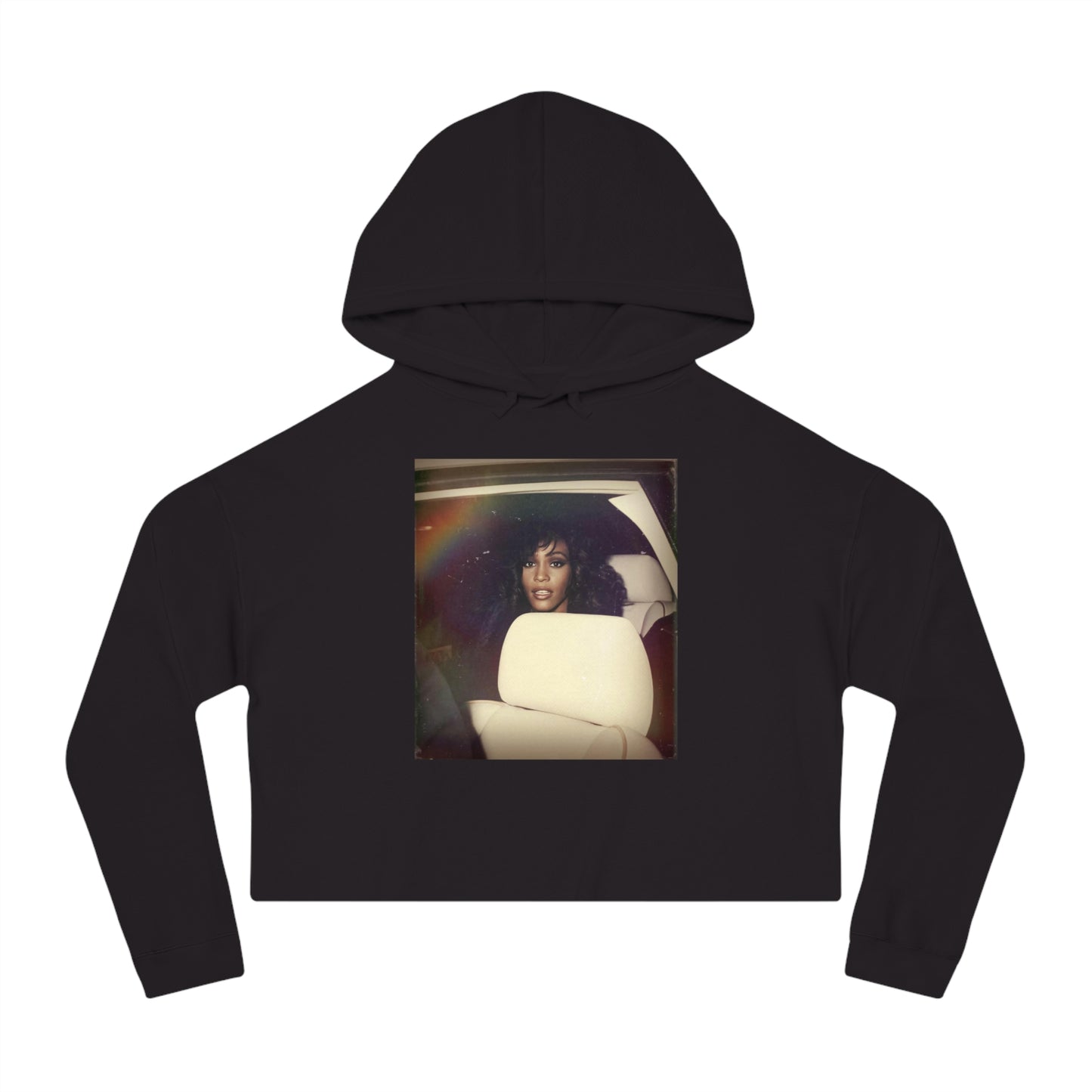 Whitney's Face Card Never Declined Cropped Hoodie w/Rainbow