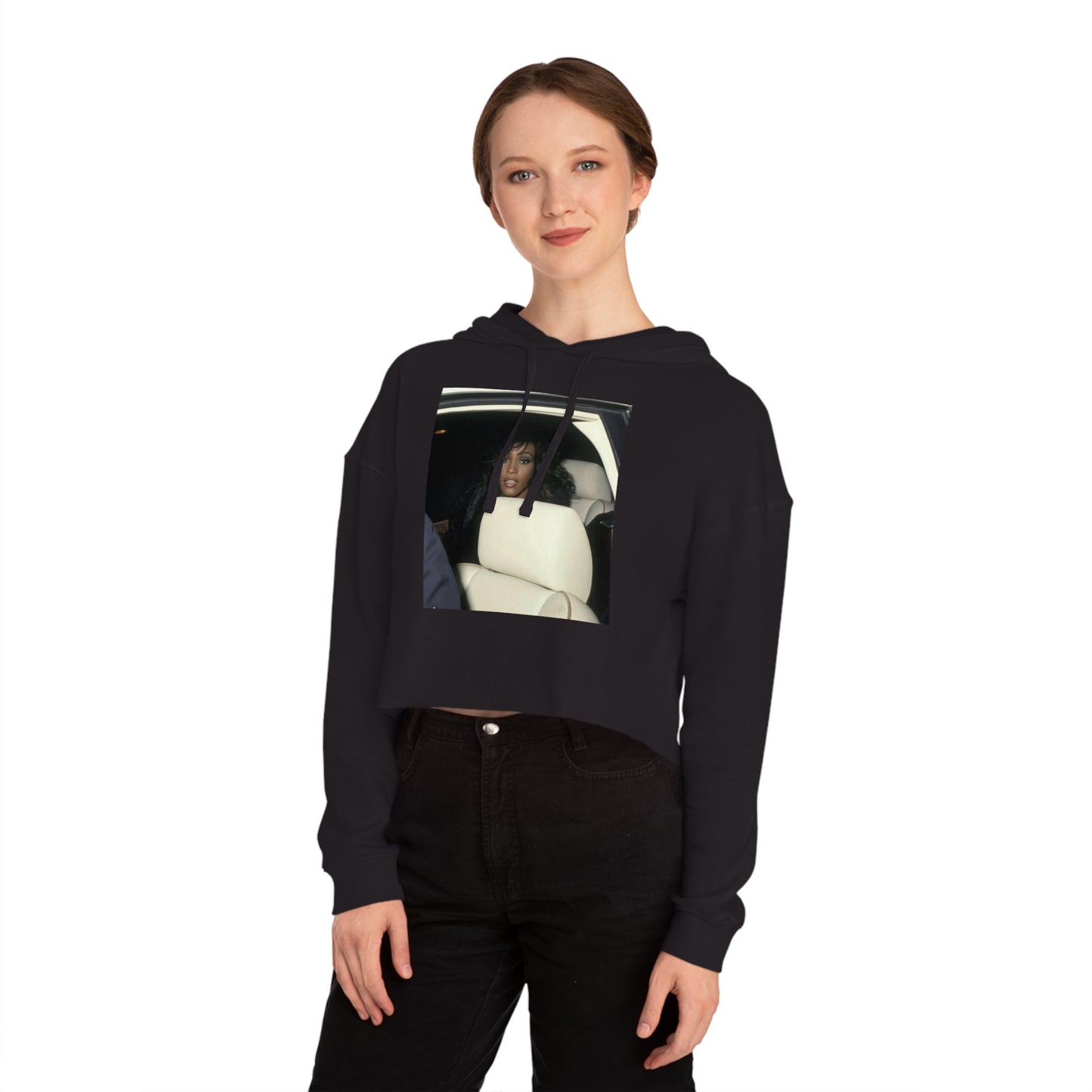 Whitney's Face Card Never Declined Cropped Hoodie