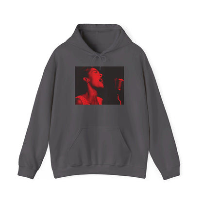 Billie Holiday in Red Hoodie